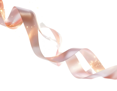 Elegant shimmering rose gold ribbon flowing in a beautiful curve.