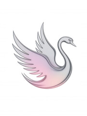 Obraz premium 3d soft transparent background white swan with pink gradient wings on black bird animal