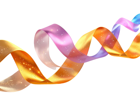 Colorful shimmering ribbon twisting in a graceful spiral shape.
