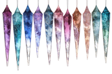 Set of colorful icicle ornaments decorative holiday elements for winter season isolated on white background