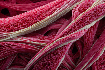 The image is of a pink and white ribbon with a lot of small pink and white dots