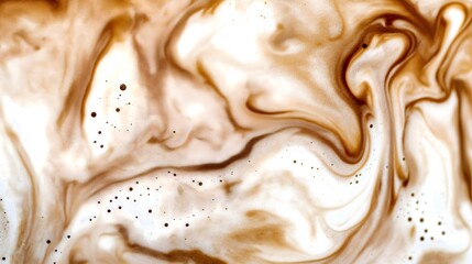 Swirling coffee cream creating abstract patterns in a cup