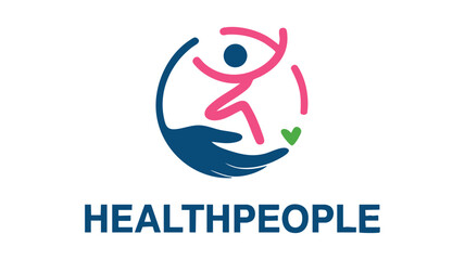 Healthpeople logo human silhouette hand care medical health care organization identity vector