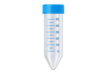 Empty graduated centrifuge tube on transparent background