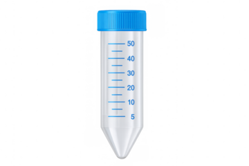Empty graduated centrifuge tube on transparent background