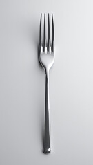 Classic Silver Fork on a Gray Background. Dining Utensil, Kitchenware Equipment, Fine Silverware.
