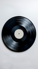 Obraz premium Black Vinyl Record with a Blank Label. Retro Music, Vintage Audio, Analog Sound.
