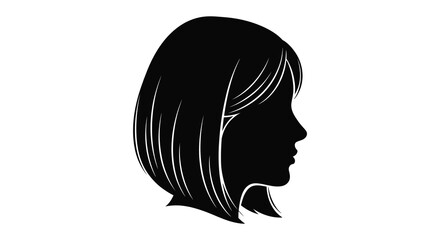 Profile of a woman s head with short bob haircut in a striking black silhouette