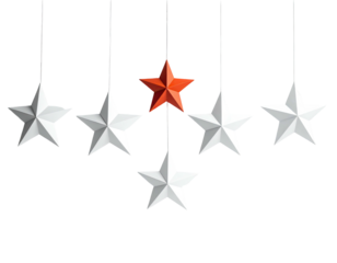 Individuality Represented by a Unique Red Hanging Star.
