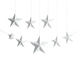 Monochrome hanging star garland for celebration and decoration.