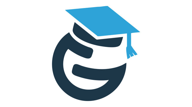 Modern educational 'g' logo with graduation cap symbolizing learning and achievement vector