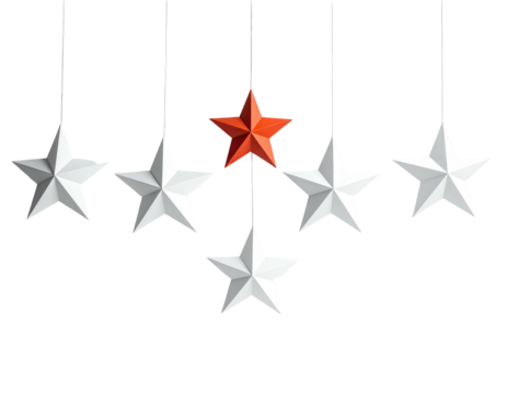 Individuality Represented by a Unique Red Hanging Star.