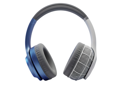 Stylish blue and grey headphones with a modern design, perfect for music lovers