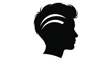 Profile silhouette of a man with a stylish modern haircut featuring swept back hair and distinct lines silhouette