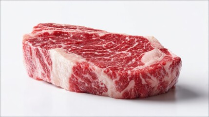Obraz premium A succulent raw steak with rich marbling, ready for cooking