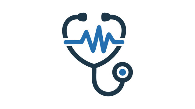 Modern stethoscope icon featuring a vibrant blue heartbeat for medical health care vector