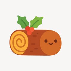 Cute festive Yule log illustration.