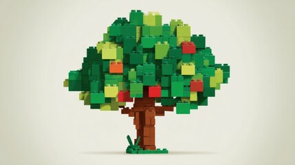 Naklejka premium A Creative LEGO Tree Representing Nature and Growth