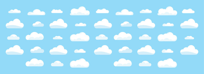 Fototapeta premium Grid of Fluffy White Clouds on a Vibrant Blue Sky Background vector illustration