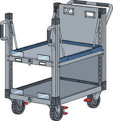 Industrial Folding Cart with Wheels and Handle.