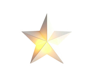 Fototapeta premium Glowing five pointed star isolated on white background.