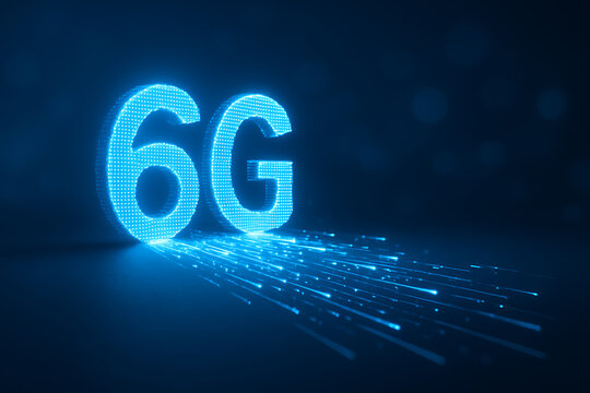 Futuristic 6G digital communication network glowing with advanced high speed data connectivity and innovative wireless technology - Powered by Adobe