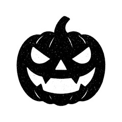 Vector illustration of a Halloween pumpkin with grunge texture and scary face. Perfect for posters, decorations, and themed designs.