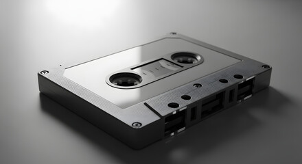 Fototapeta premium Retro audio cassette tape for World Day for Audiovisual Heritage, vintage music concept, sound preservation and media nostalgia design