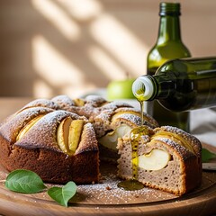 Delicious Apple Cake with Olive Oil Drizzle.
