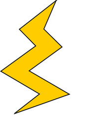 Yellow lightning bolt with black outline on white background.