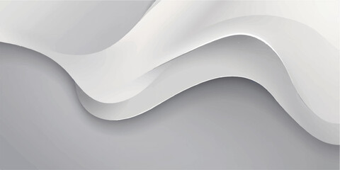 Abstract white background with a futuristic blue wave pattern and smooth gray lines