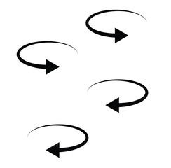Set of four circular or orbiting black arrows symbolizing rotation or movement