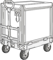 Line Art Illustration of a Rolling Flight Case.