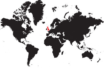 United Kingdom (U.K) on the World Map Highlighted