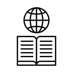 Globe with Open Book Icon Vector. Global Knowledge Education Book logo