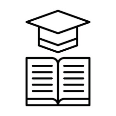 Graduation Cap with Book Icon Vector. Graduation Learning Book logo