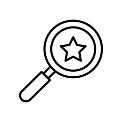 Magnifying Glass with Star Icon Vector. Online Achievement Search Logo