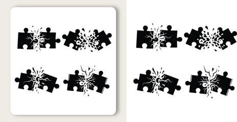 Puzzle pieces shattering reflecting the breakdown of a complex problem with digital vector graphics vector illustration 