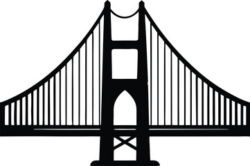 Golden gate bridge silhouette vector illustration