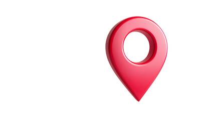 A vibrant red 3d map pin pointer with a shadow icon is a crucial location marker symbol for web design