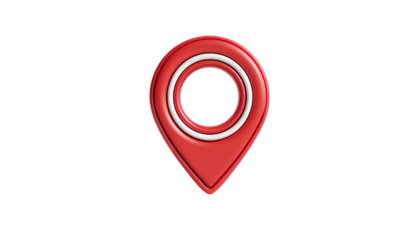 A vibrant red 3d map pin pointer with a shadow icon is a crucial location marker symbol for web design