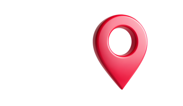 A vibrant red 3d map pin pointer with a shadow icon is a crucial location marker symbol for web design