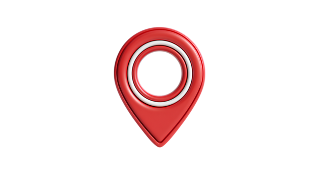 A vibrant red 3d map pin pointer with a shadow icon is a crucial location marker symbol for web design