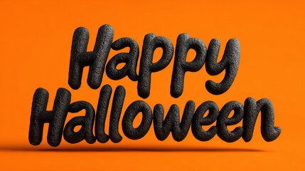 Happy Halloween modern black brush lettering on orange background. Festive and bold handwritten style, perfect for holiday cards, party invitations, banners, and seasonal advertising