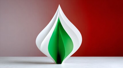 Obraz premium Paper tree with green leaves and white stems. The tree is made of paper and is placed on a table