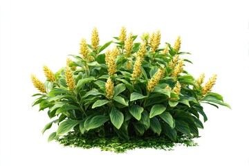 Lush tropical plant with flowers.