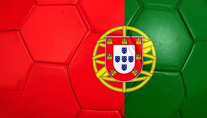 Soccer ball featuring the Portuguese flag design