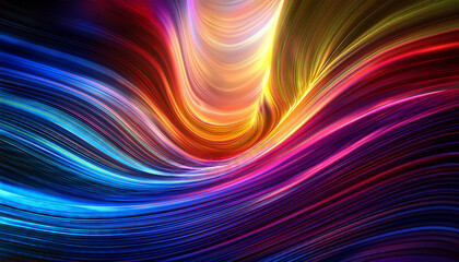 Naklejka premium Dynamic Wave Patterns Digital Art Abstract Colorful Light Close Up Visual Experience