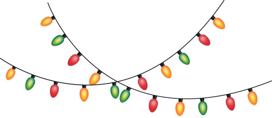 Christmas String Lights Garland – Festive Holiday Decoration Vector