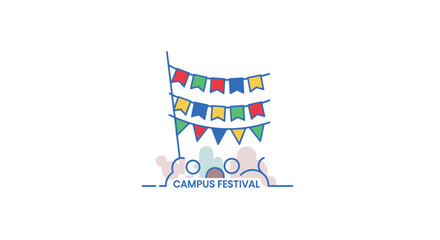 Colorful Campus Festival Banners with Festive Decorations.
